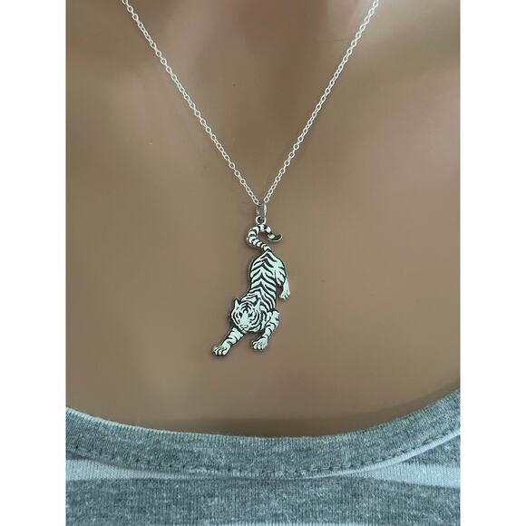 Sterling Silver Prowling Tiger Necklace, Prowling Tiger Necklace - Picture 1 of 7